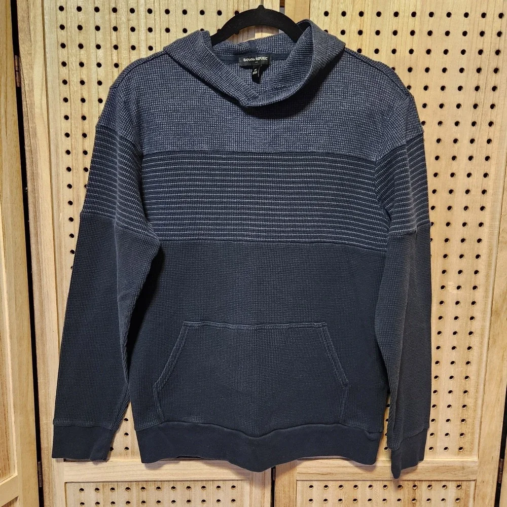 Banana Republic Men's Hooded Long Sleeve M Blue‎